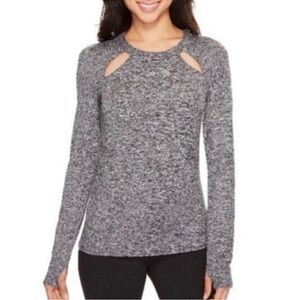 Alo Yoga Mantra Long Sleeve Cutout Top Heather Gray Size M